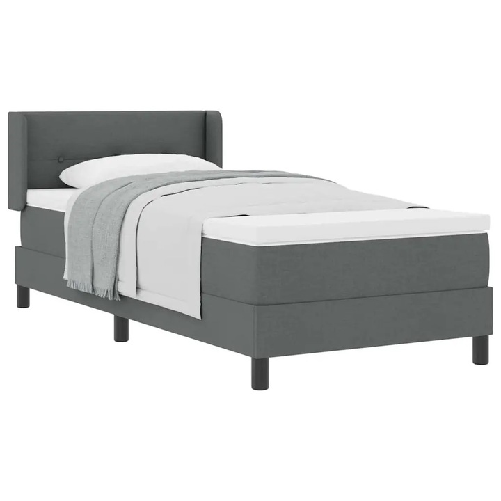 Pat Box Spring vidaXL, 100x200cm, gri închis, înălțime reglabilă, husă detașabilă
