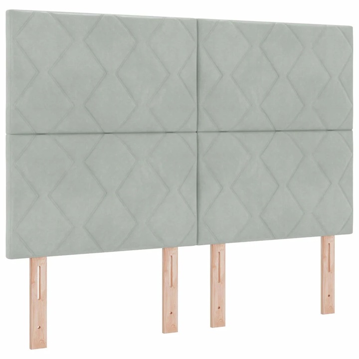 Tablie cap cu headboard Gri deschis 144 cm Catifea, vidaXL, 3337919