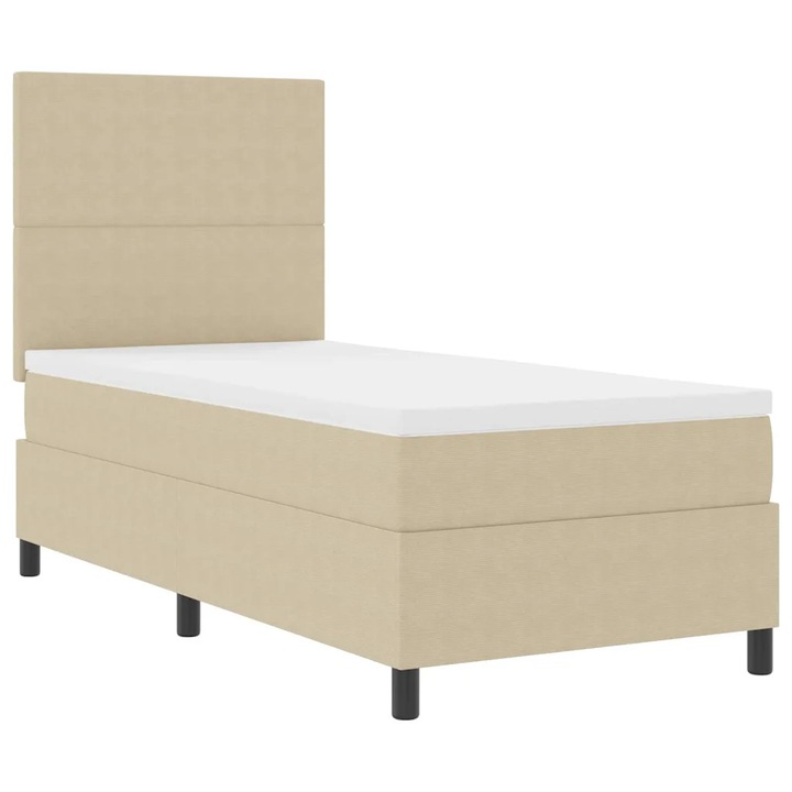 Pat cu arcuri cu headboard Gri deschis si alb. 100 x 200 cm, vidaXL, 3337546