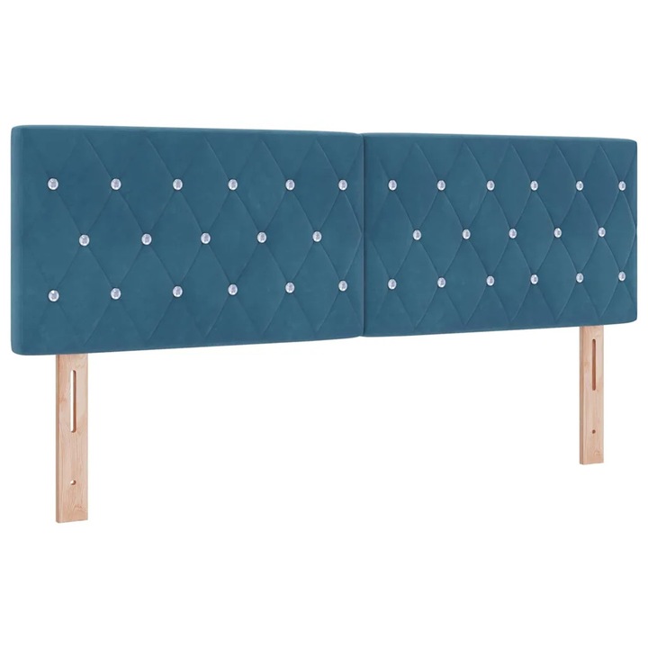 Tablie LED cu headboard Manual Albastru inchis 144 cm Poliester, vidaXL, 3338063