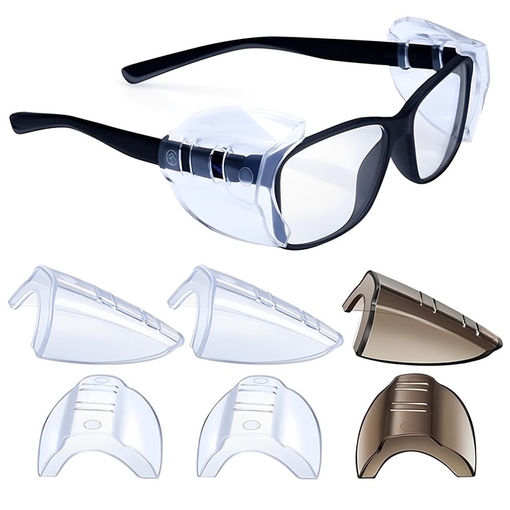 Set 3 perechi protectii laterale pentru ochelari, TREXORA, flexibil, transparent, marime M