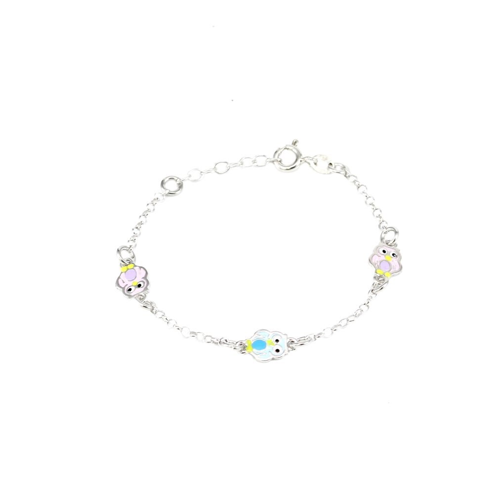 Bratara argint cu charmuri tematice - Happy Owls