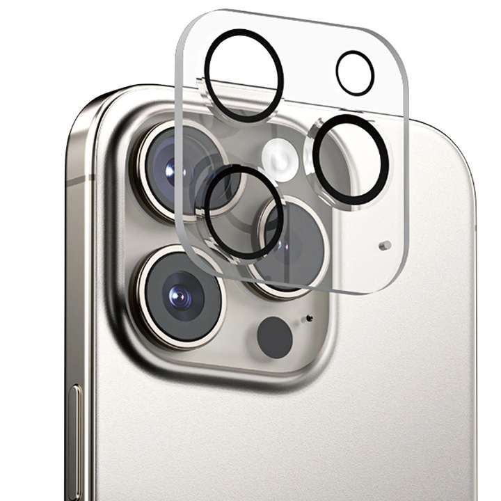 Калъф за iPhone 16 Pro / iPhone 16 Pro Max - ANANK предпазител за камера - прозрачен/черен