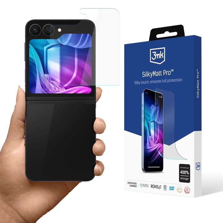 3mk Silky Matt Pro üvegfólia, kompatibilis a Samsung Galaxy Z Flip 6/7 FE készülékkel, matt