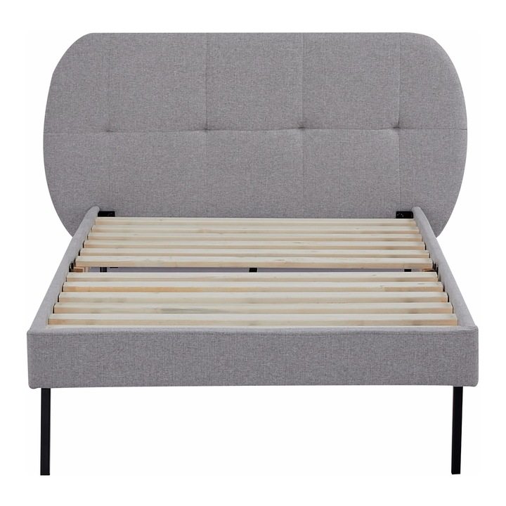 Pat, en.casa, Porvoo, 90x200 cm, 110 kg, lemn, poliester, gri, tapitat