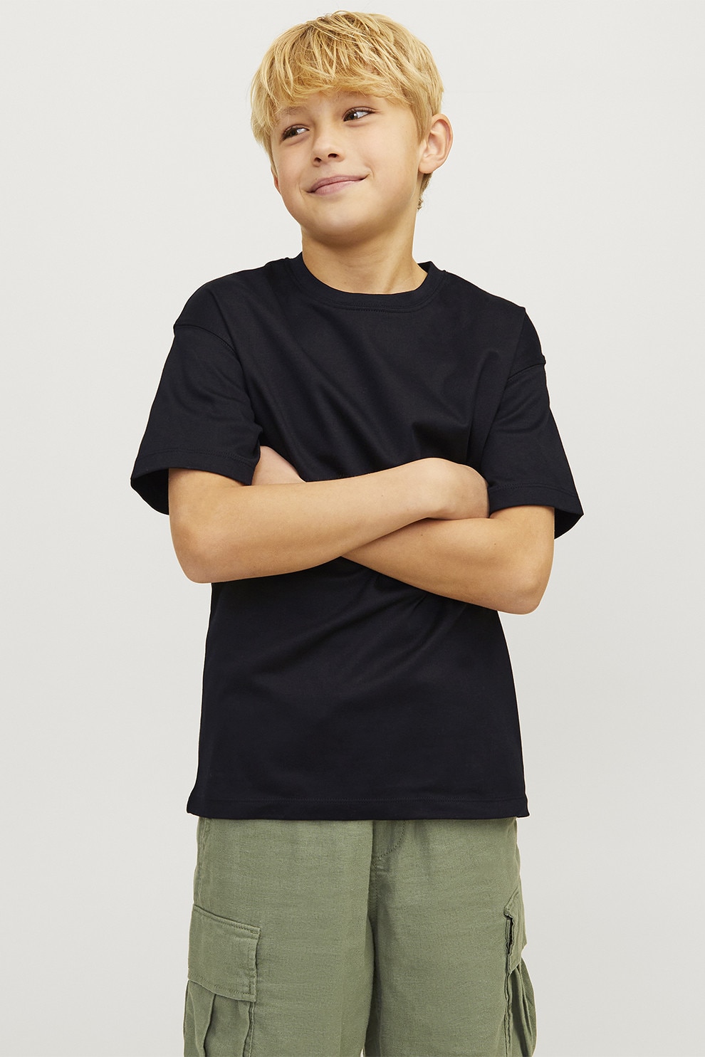 Jack & Jones, Tricou lejer din bumbac organic, Negru, 152 CM