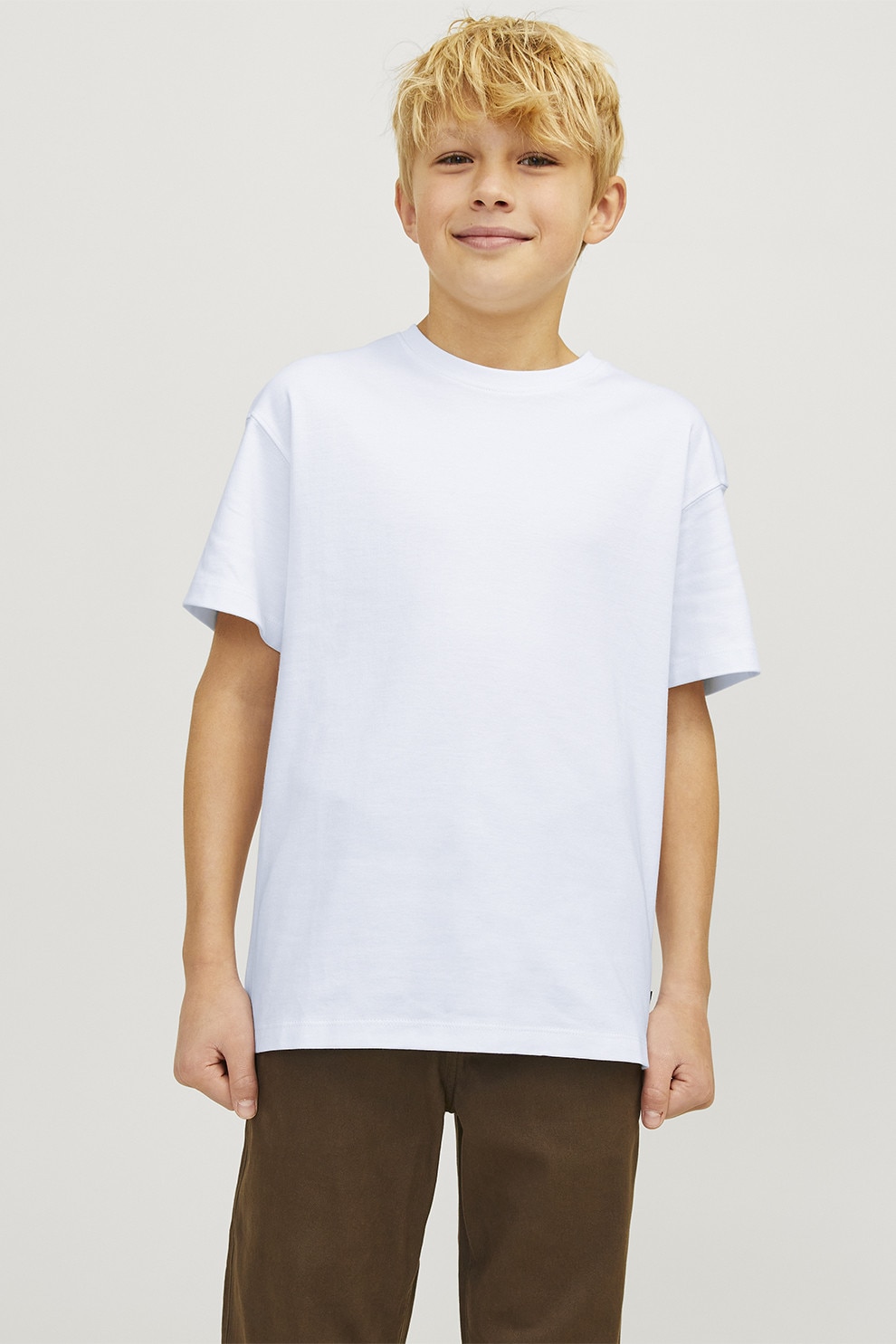 Jack & Jones, Tricou lejer din bumbac organic, Alb murdar, 164 CM