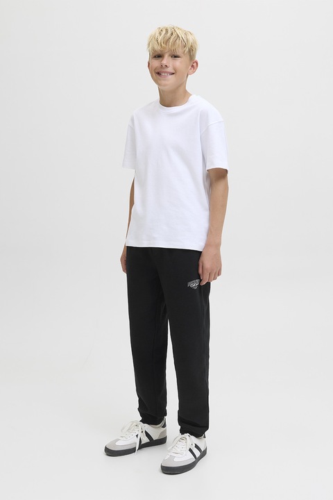 Jack & Jones, Pamuttartalmú szabadidőnadrág húzózsinórral a derékrészén, Fekete, 164 CM