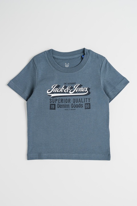 Jack & Jones, Mintás organikuspamut póló, Fehér/Fekete/Szénszürke