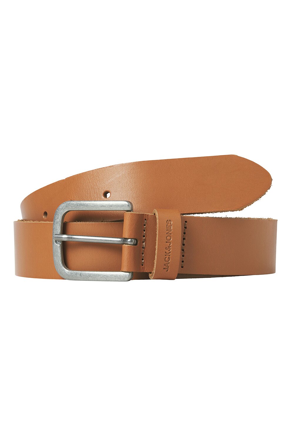 Jack & Jones, Curea din piele cu catarama metalica, Caramel, 90
