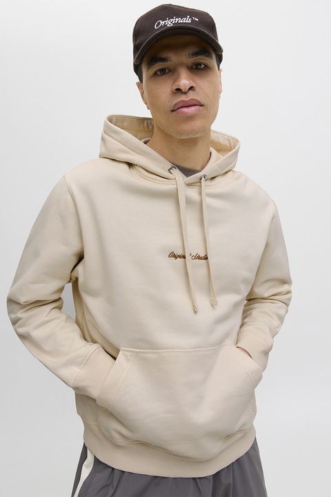 Jack & Jones, Hanorac relaxed fit cu buzunar kangaroo, Maro nisip