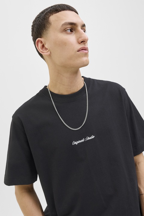 Jack & Jones, Kényelmes fazonú pamutpóló, Fekete