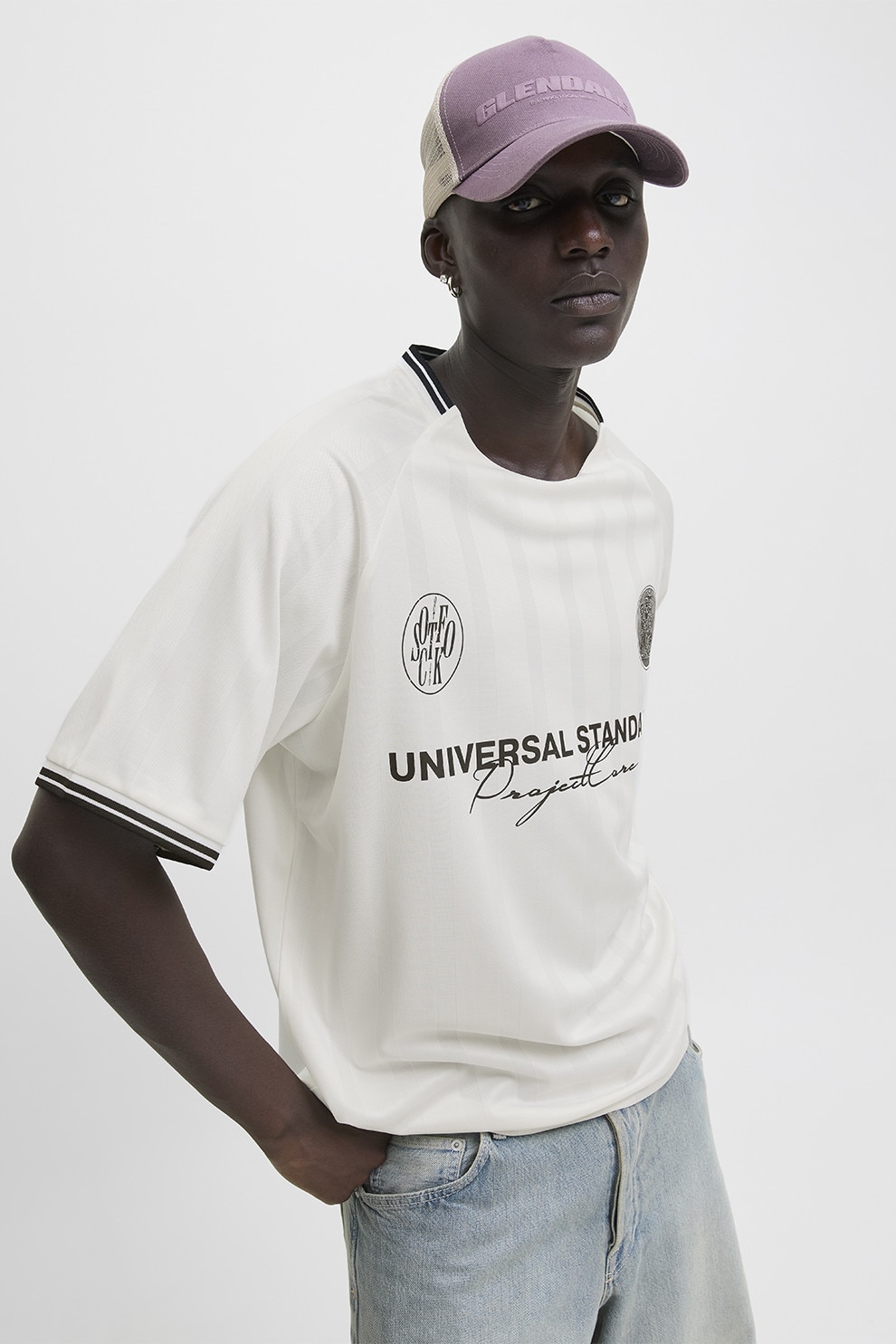 Jack & Jones, Tricou lejer cu maneci raglan, Negru, Alb murdar, S