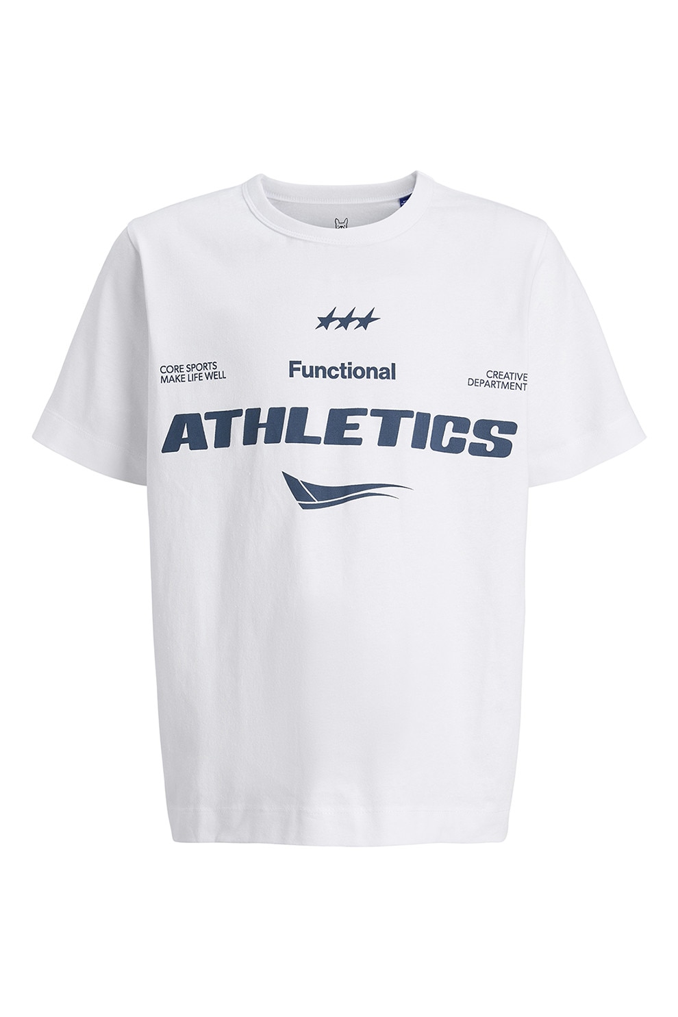 Jack & Jones, Tricou de bumbac organic cu imprimeu, Alb, Albastru, 152 CM