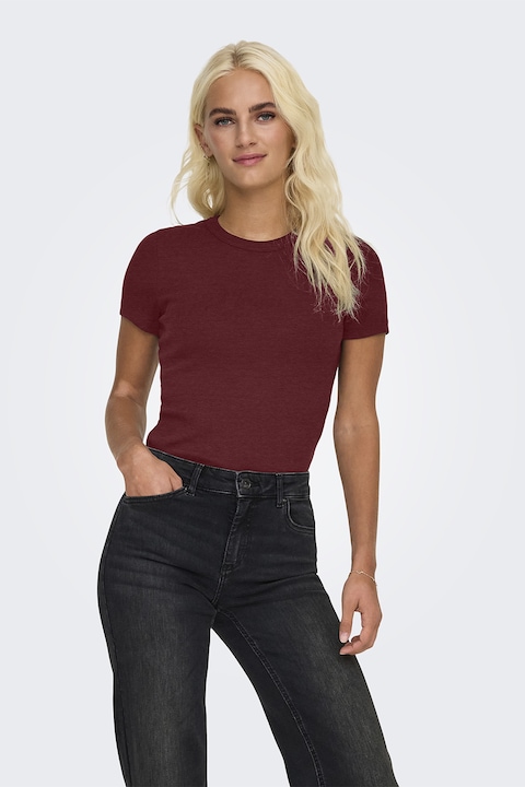 Only, Тениска слим Val с органичен памук, Бордо
