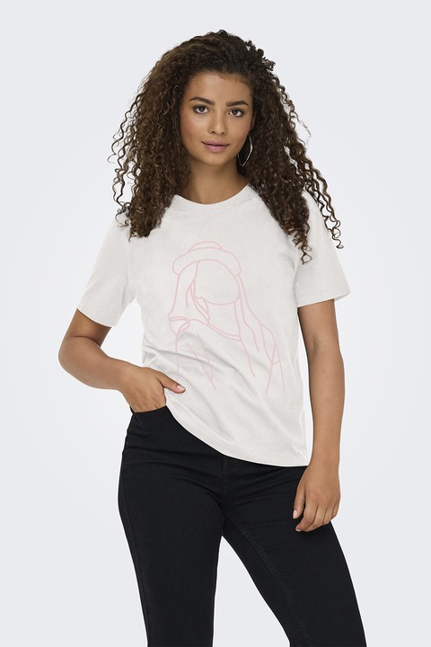 Only, Флорална тениска, Бял/Розово