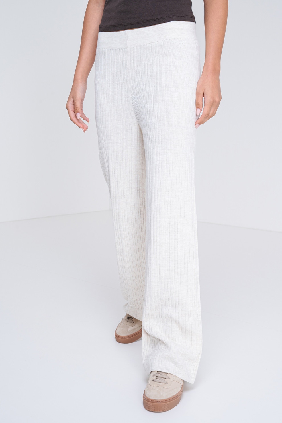 Only, Pantaloni tricotati fin, Crem, L