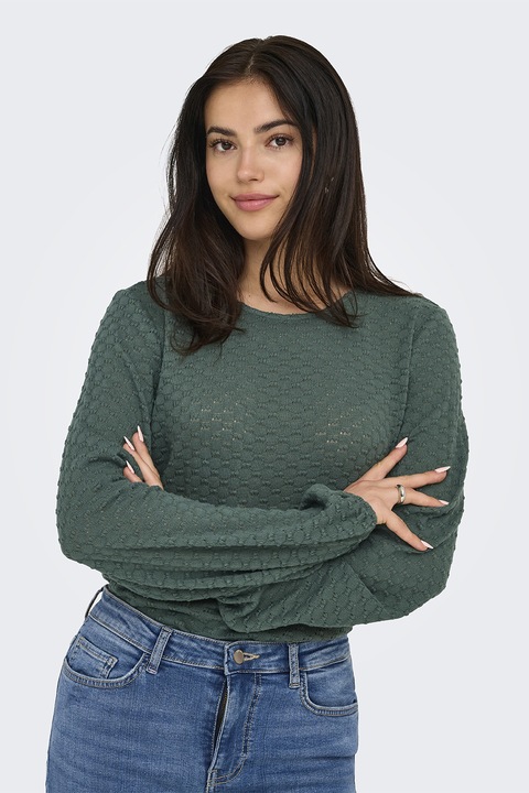 Only, Bluza texturata cu maneci bufante, Verde persan