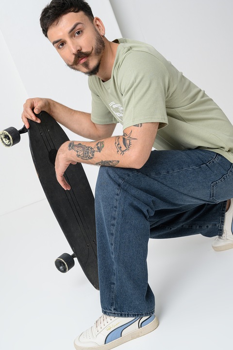 Only & Sons, Bő fazonú farmernadrág gombokkal, Melange kék