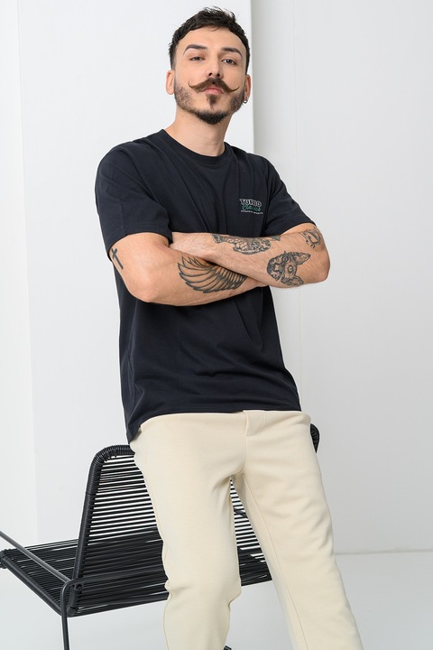 Only & Sons, Hoya mintás organikuspamut póló, Fekete/Angolzöld