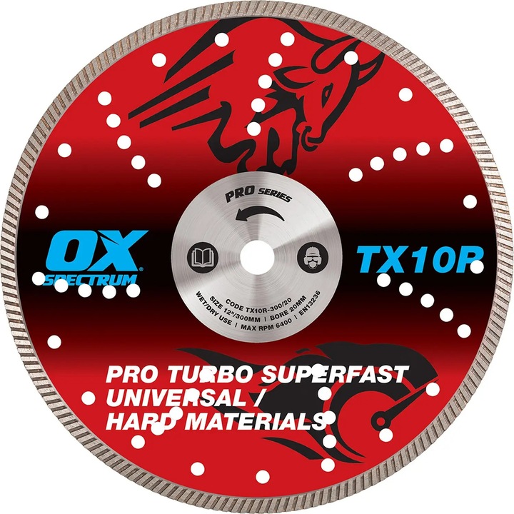 Disc diamantat OX Tools TX10R Turbo Multi-Steel pentru beton, metal, granit, 125x22 mm