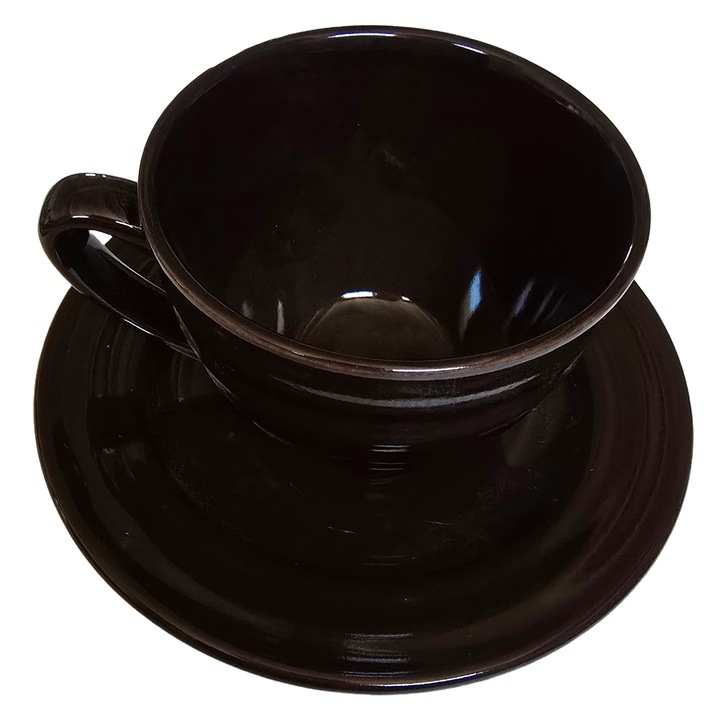 Ceasca cu farfurie, 180 ml, Cesiro, Maro inchis