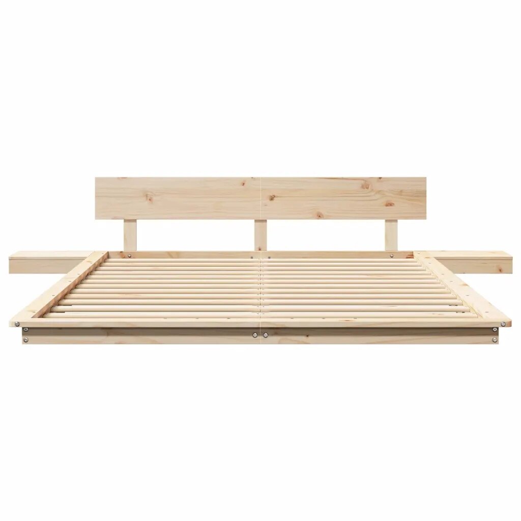 Limitator Rama Pat Rama de pat VidaXL 160x200cm din lemn masiv cu 2 noptiere - eMAG.ro