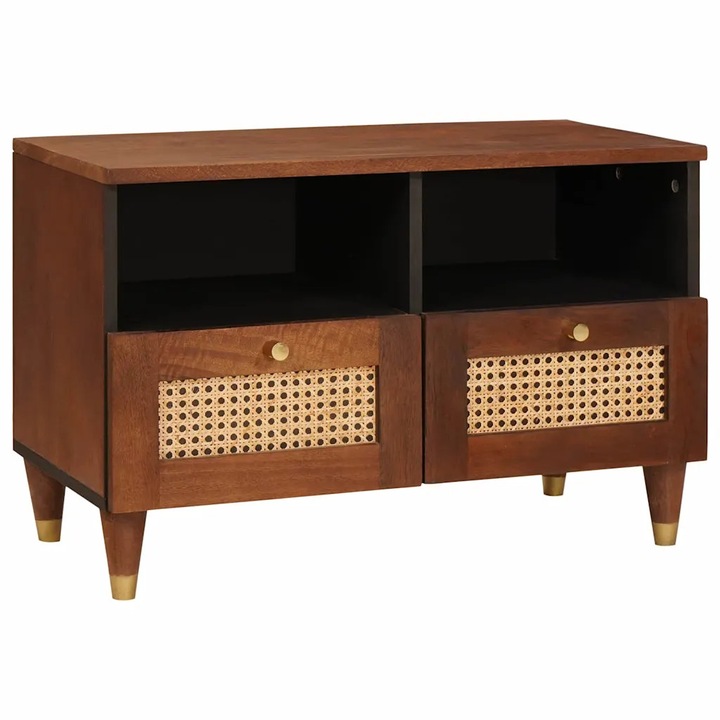 vidaXL TV szekrény fiókkal Barna 70 x 33, 5 x 46 cm Tömör Mangófát 4018881