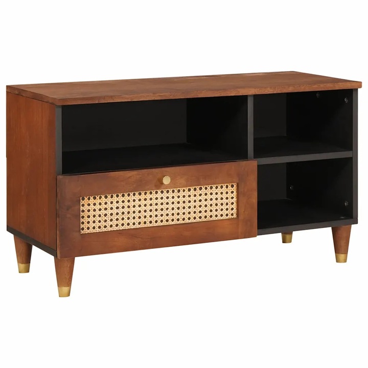 vidaXL TV szekrény fiókkal Barna 80 x 33, 5 x 46 cm Tömör Mangófát 4018897