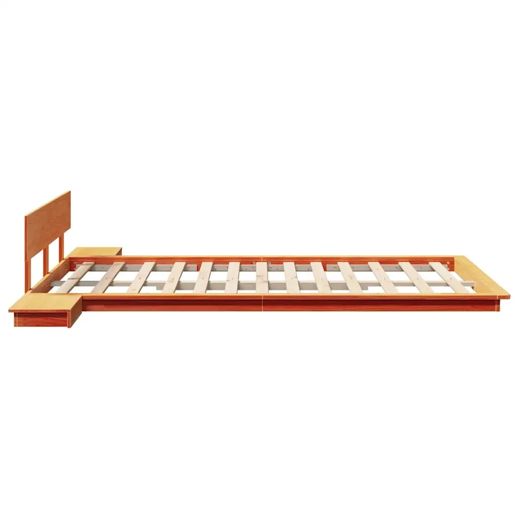Limitator Rama Pat Rama de pat VidaXL cu mese de noapte, 135x190cm, lemn masiv de pin ...