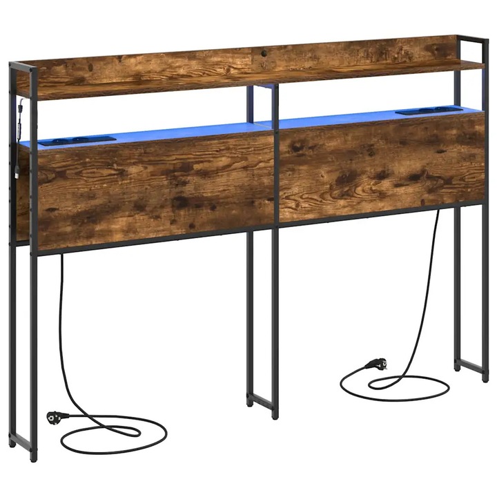 Tablie de depozitare cu raft vidaXL, Stejar afumat 160 cm Lemn compozit