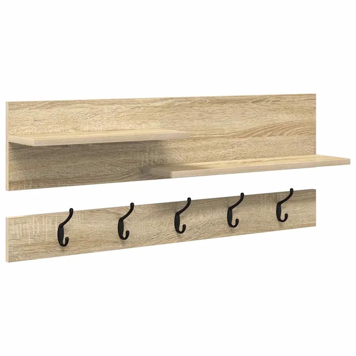 vidaXL Fali Kabáthorog polcokkal Sonoma tölgy 90 x 15 x 36 cm Faanyag 874421