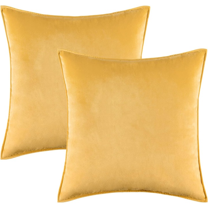 Set 2 fete de perna Miulee, catifea, galben, 45x45cm