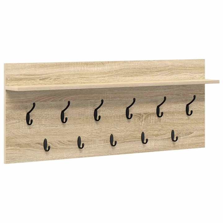 vidaXL Fali Kabáthorog polcokkal Sonoma tölgy 100 x 40 x 12 cm Faanyag 874445
