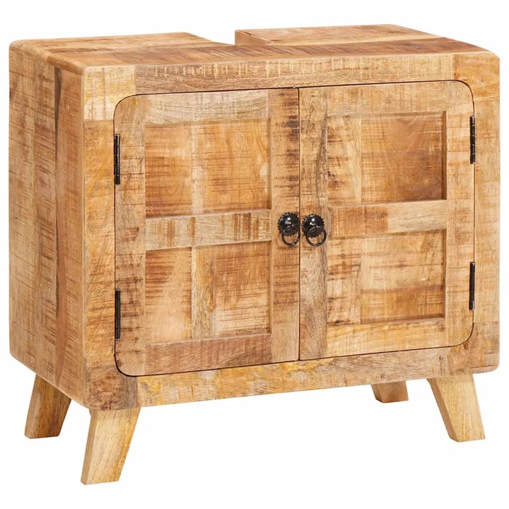 Sifonier baie VidaXL, lemn mango, dimensiuni compacte, finisaj texturat, multicolor