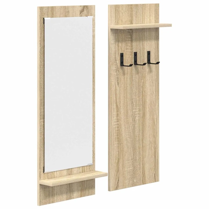 vidaXL Fali Kabáthorog polcokkal Sonoma tölgy 70 x 10 x 90 cm Faanyag 874525