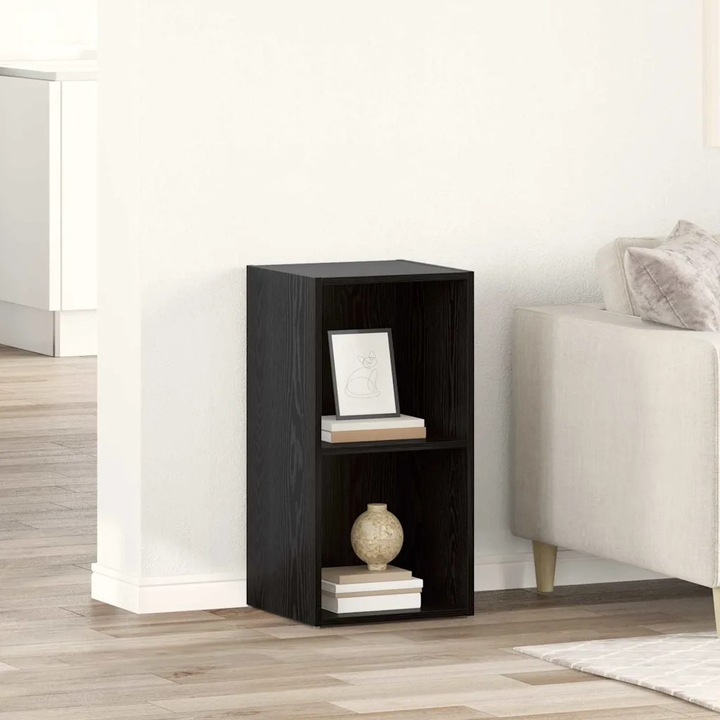 Comoda VidaXL, design rectangular, 2 compartimente, negru, pentru interior
