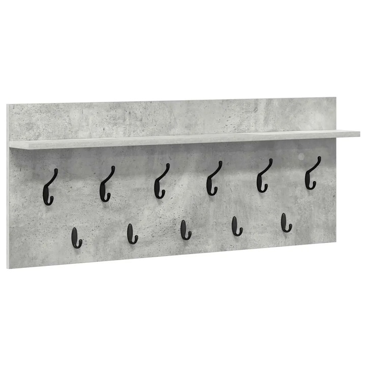vidaXL Fali Kabáthorog polcokkal Beton Szürke 100 x 40 x 12 cm Faanyag 874446