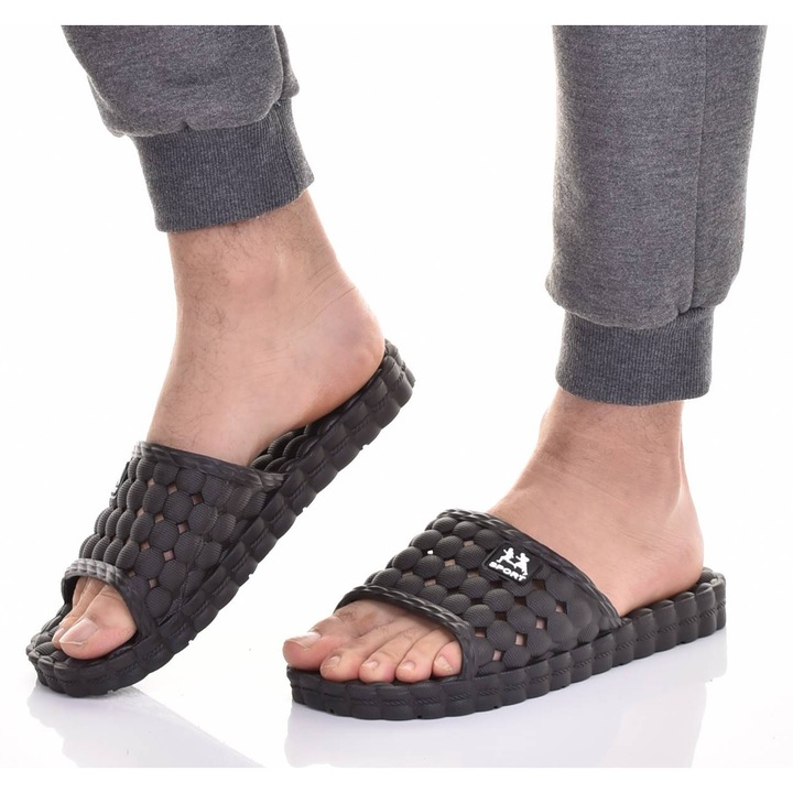 Slapi pentru barbati, Sport, clasici, plastic, negru