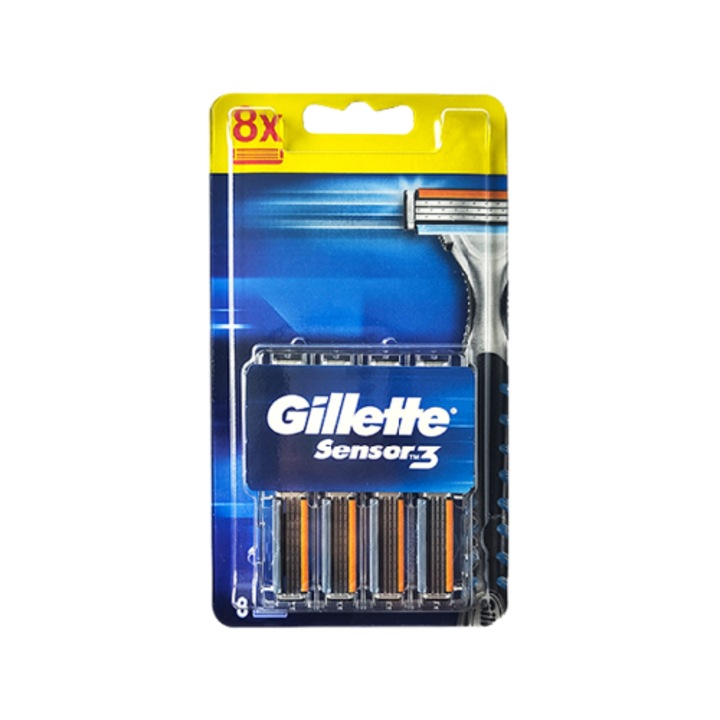 Резервни остриета за Gillette Sensor3, 3-слойни нано остриета, 8 остриета