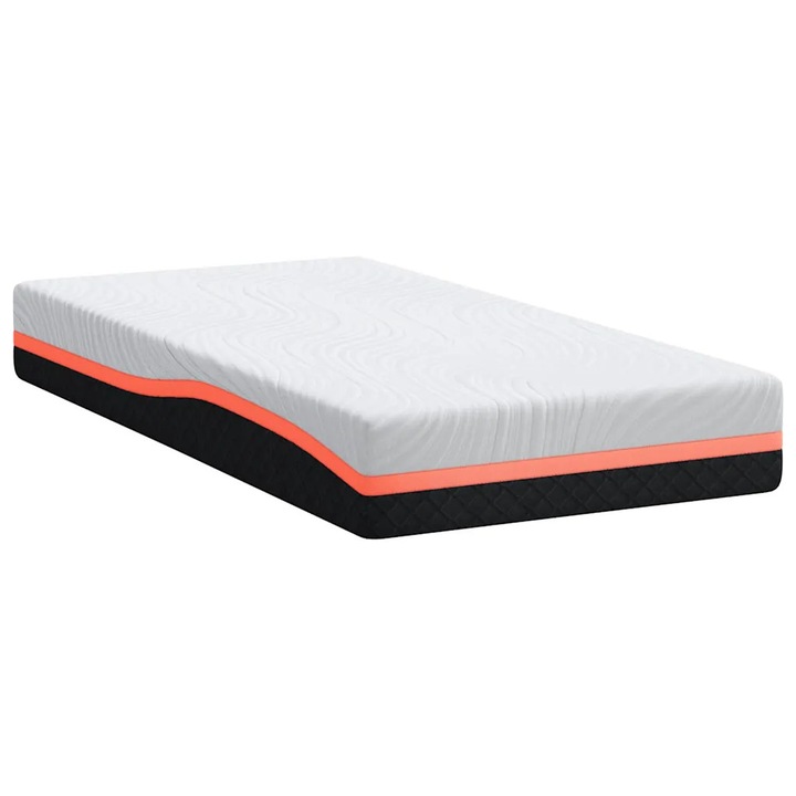 Saltea VidaXL, 90x190cm, medie fermitate, pianka cu memorie, alb-gri