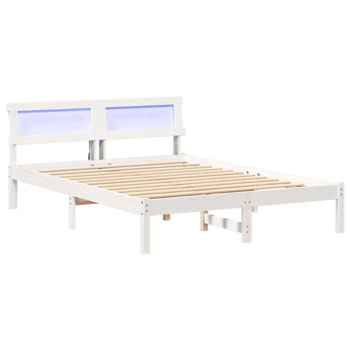 Ágykeret fejtámlával Fehér 120 x 200 cm Tömör fenyőfa, vidaXL, 872822