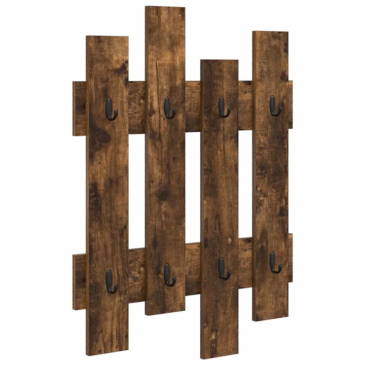 vidaXL Fali Kabáthorog tárolóval Füstölt tölgy 60 x 3 x 82 cm Faanyag 874479