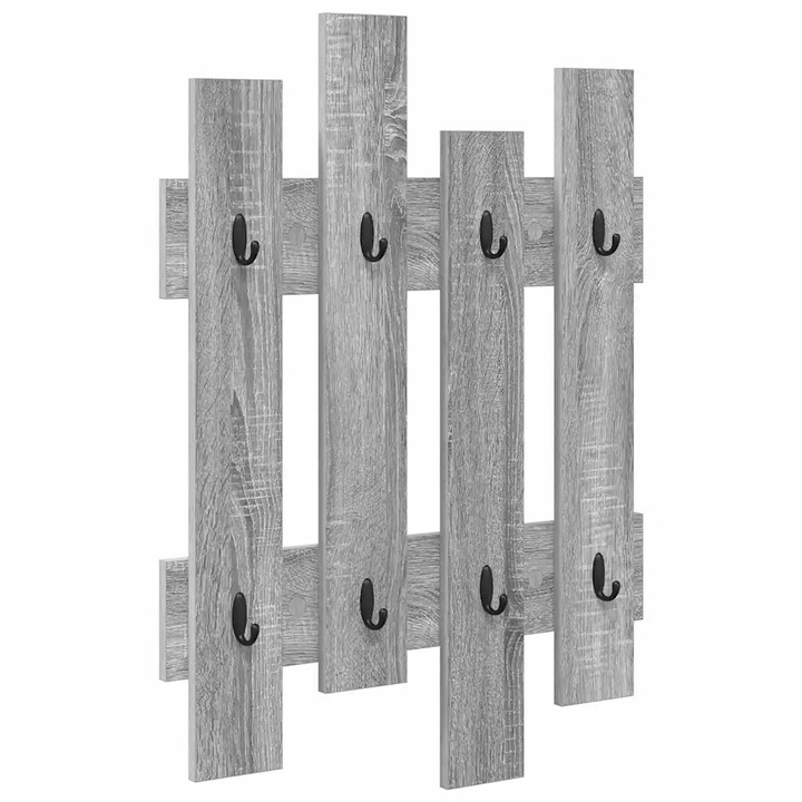 vidaXL Fali Kabáthorog tárolóval Szürke Sonoma 60 x 3 x 82 cm Faanyag 874480