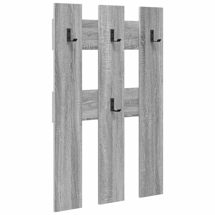 vidaXL Fali Kabáthorog tárolóval Szürke Sonoma 65 x 3 x 100 cm Faanyag 874504