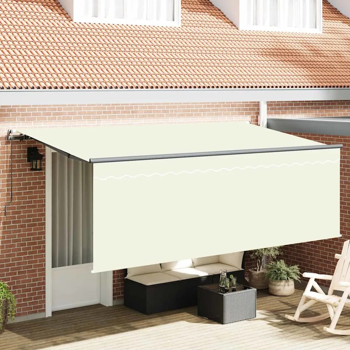 Markiza electrica retractabila VidaXL, crem, 350x200x120cm, material textil si metal