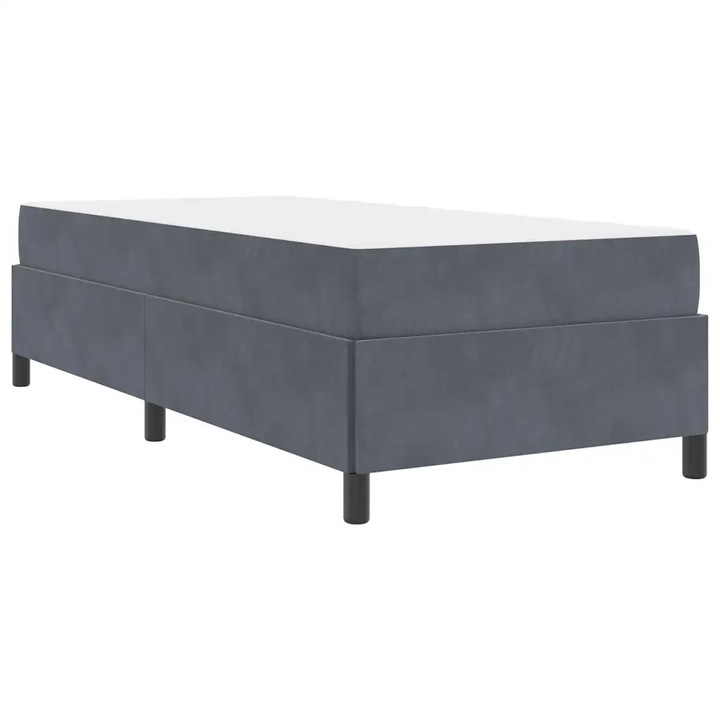 Rama de pat vidaXL, alb și gri deschis, 90x200cm, design modern, suport din lemn