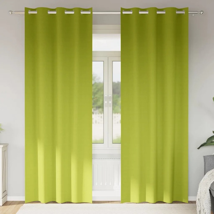 Perdele set 2 bucati, VidaXL, verde mar, 245x140cm, poliester, opac