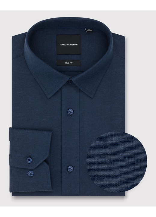 Camasa barbateasca Pako Lorente Slim Fit, Maneca lunga, Model simplu, Eleganta, Ideala pentru orice ocazie, Bleumarin, Bleumarin