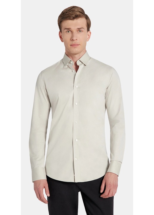 Camasa Barbateasca Pako Lorente Eleganta Slim Fit Maneci Lungi Model Simplu Ideala pentru Zi de Zi si Ocazii Speciale, Oliv, Verde masliniu